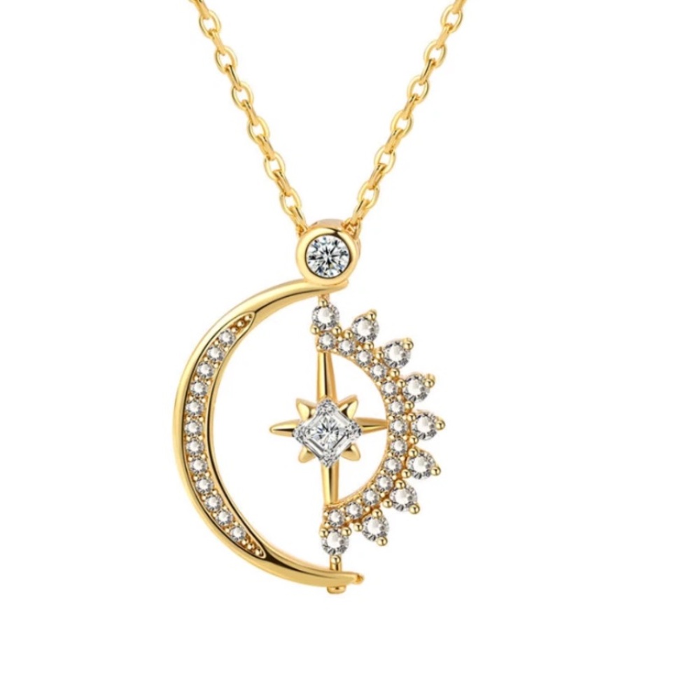 Spinning Gold Crescent Moon Necklace